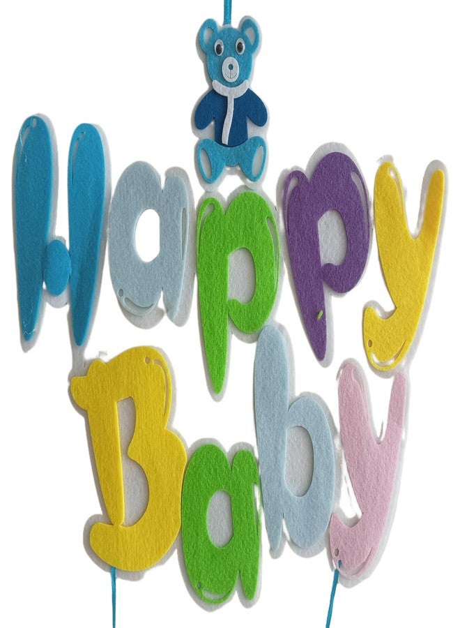 Gold Leaf Happy Baby Boy Decorations - Blue Welcome Happy Baby Banner for Baby Shower, Home Reception, and Kids' Birthday Decoration (Boy Baby) - Image 2